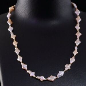 Fancy Shape Fresh Water Pearl Necklace in 18K Vermeil 18 Inches